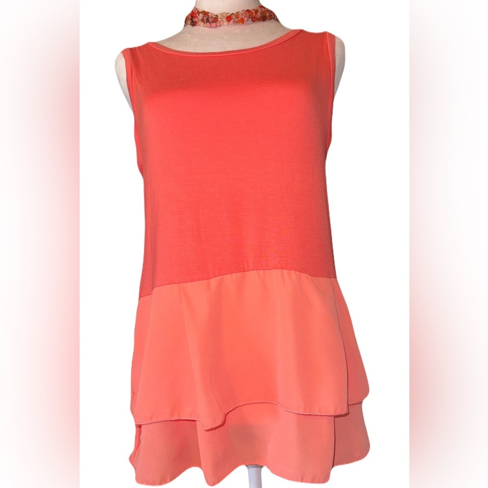 Gibson Latimer Coral Peplum Tank Top NWT Size M - Picture 3 of 11